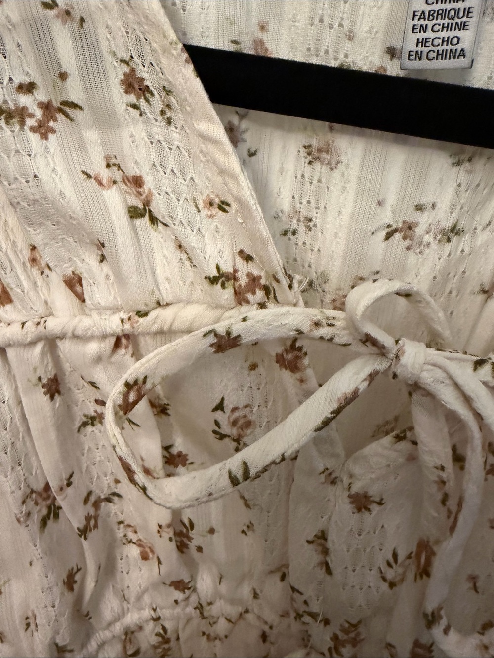 Ellen Tracy Cream Floral Tie-Front Peplum Blouse - Picture 5 of 8